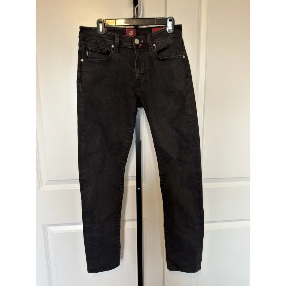 Sartoria Tramarossa Leonardo 1 Moon Jeans Men's 31 Black Slim Italy button fly